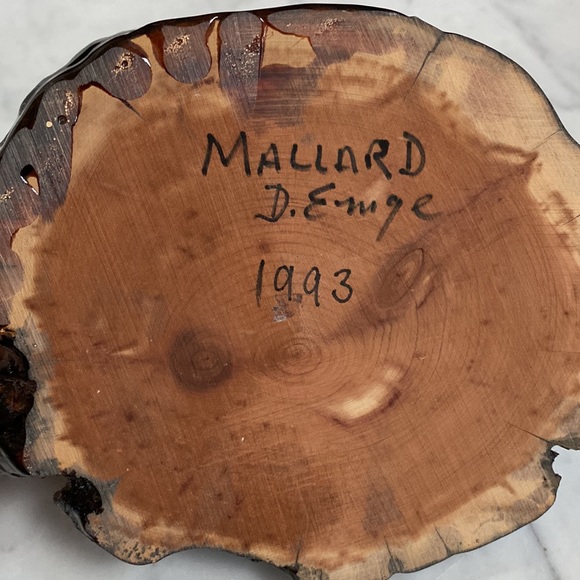 Hand Carved and Painted Mallard on Wood Stand - Picture 5 of 5